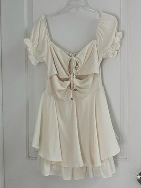 Allison & Kelly Cream Mini Off Shoulder Dress